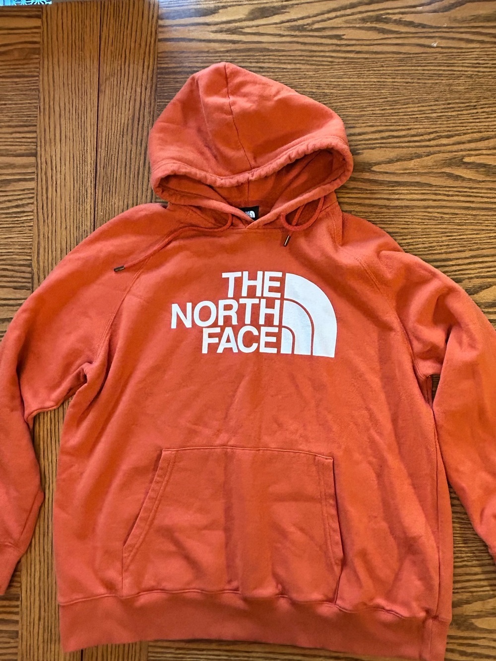 The North Face Rust Orange Hooded Pullover with White Logo Size XL
